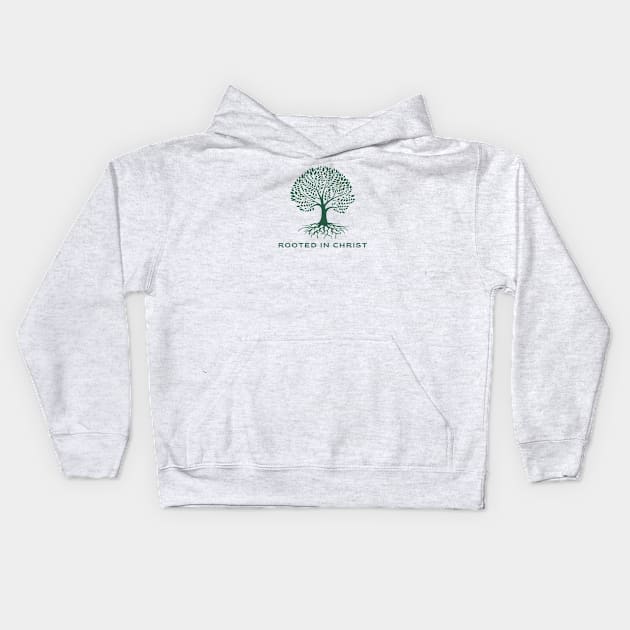 Rooted In Christ (Green Tree) Kids Hoodie by Faith & Freedom Apparel 